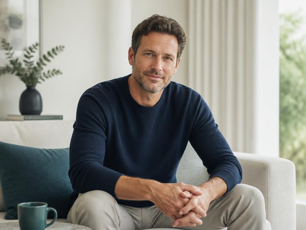 Man relaxing on a sofa at home